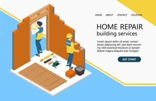 Illustration of a handyman renovating the interior of a building Suitable for landing page, flyers, Infographics, And Other Graphic Related Assets-vector vector