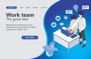 illustration of a solid team of business workers Suitable for landing page, flyers, Infographics, And Other Graphic Related Assets-vector vector