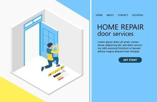 Illustration of a handyman renovating the interior of a building Suitable for landing page, flyers, Infographics, And Other Graphic Related Assets-vector vector