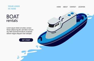 Illustration of a ship in the middle of the ocean Suitable for landing page, flyers, Infographics, And Other Graphic Related Assets-vector vector