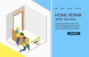 Illustration of a handyman renovating the interior of a building Suitable for landing page, flyers, Infographics, And Other Graphic Related Assets-vector vector