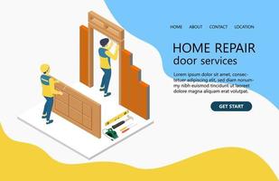 Illustration of a handyman renovating the interior of a building Suitable for landing page, flyers, Infographics, And Other Graphic Related Assets-vector vector