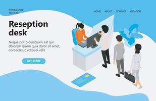 Illustration of queuing in front of the reception desk Suitable for landing page, flyers, Infographics, And Other Graphic Related Assets-vector vector