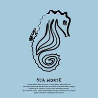 Seahorse simple line art. Vector illustration