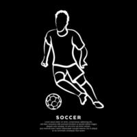 Abstract line drawing of professional soccer player. Vector illustration