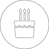 Cake with three candles, illustration, vector on white background.