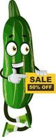 Cucumber on sale, illustration, vector on white background.