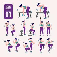 Women Workout Set. Women doing fitness and yoga exercises. vector