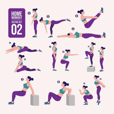Full Body Workout Set. Exercise for Woman Stock Vector - Illustration of  lifestyle, active: 140990314
