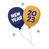 happy new year 2023 text on balloon party vector design