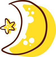 Yellow moon, illustration, vector on white background.