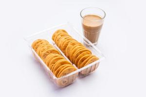 Mathri or mathari is a Rajasthani, Indian snack and a type of flaky biscuit, tea time snack photo