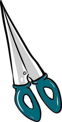 Cyan scissors, illustration, vector on white background.