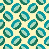 Green plates,seamless pattern on yellow background. vector