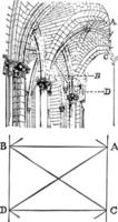 Arc Boutant bow vintage engraving. vector