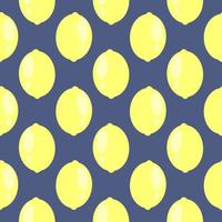 Yellow lemon , seamless pattern on a blue background. vector