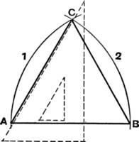 Construct Isosceles Triangle, vintage illustration. vector