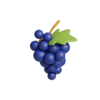 icono de fruta de uva ilustración 3d png