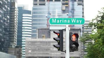 sinal de estrada verde do caminho da marina e semáforo video