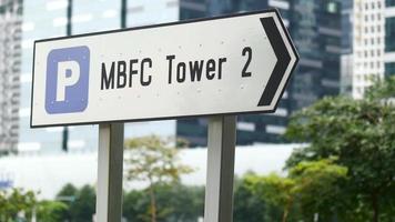 Sign for MBFC Tower 2 parking video