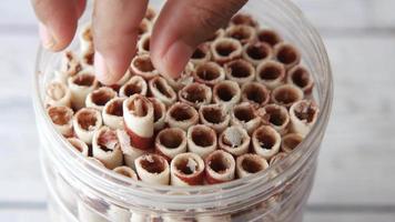 tubes de wafer, en sortant un du conteneur video