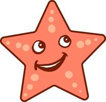 Happy starfish, illustration, vector on white background.