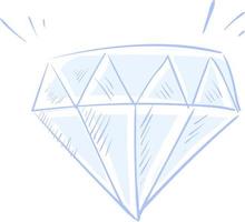 Diamond drawing, illustration, vector on white background.