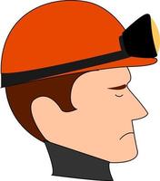 Miner with red helmet , illustration, vector on white background.