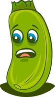 Scared zucchini, illustration, vector on white background