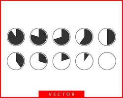 establecer iconos de gráfico circular. vector de diagrama de círculo. plantilla de logotipo de gráficos de gráficos de colección. diseño plano.