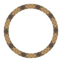 Circle borders and frames vector. Round border pattern geometric vintage frame design. Scottish tartan plaid fabric texture. Template for gift card, collage, scrapbook or photo album and portrait. vector