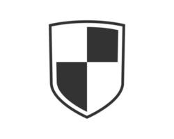 escudo logotipo en blanco y negro. garantía, insignia y símbolo de guardia. icono de vector de seguridad