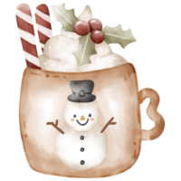 taza de café muñeco de nieve png