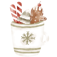 Kerstmis koffie mok waterverf png