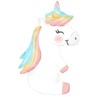 Colorful unicorn watercolor illustration png