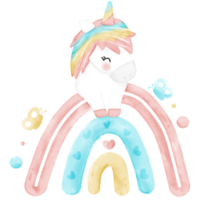 ilustración colorida de la acuarela del unicornio png