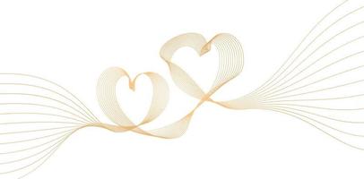 ilustración de línea de amor ondulada color dorado fondo blanco aislado, aplicable para invitación de boda, tarjeta de felicitación, papel de regalo imprimible, banner web, embalaje de producto, fondo de cartel romántico vector