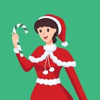 Pretty Santa Girl Character Design Illustration vector