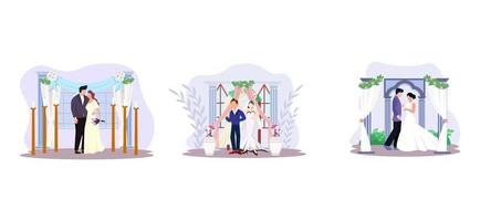 Wedding Memorial Ceremony Flat Bundle Design vector