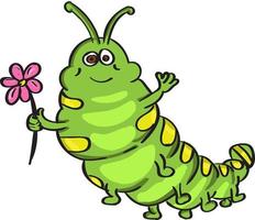 Green worm, illustration, vector on white background.