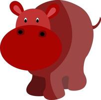 Red hippo, illustration, vector on white background.