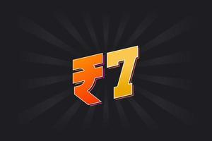 7 Indian Rupee vector currency image. 7 Rupee symbol bold text vector illustration