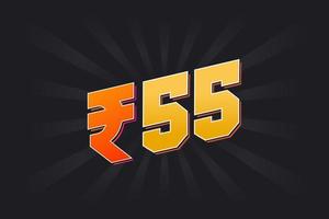 55 Indian Rupee vector currency image. 55 Rupee symbol bold text vector illustration