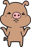 Cartoon  angry pig vector