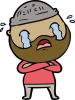 Cartoon man with beard crying vector