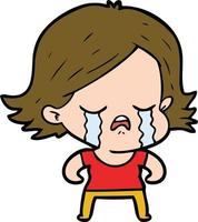 niña llorando de dibujos animados vector