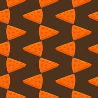 Slice of cheese , seamless pattern on a brown background. vector