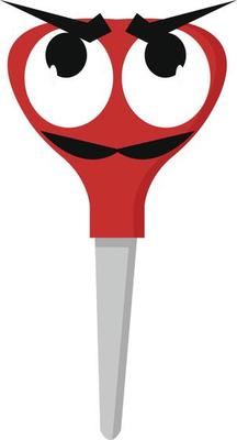 Angry scissors, illustration, vector on white background.