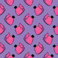 Dotted teapot, seamless pattern on purple background. vector