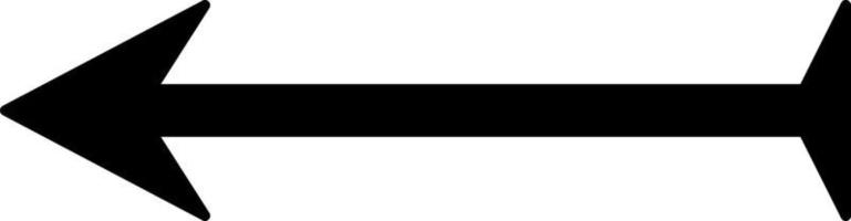 Black arrow to the left with a unique tail shape, illustration, vector on white background.